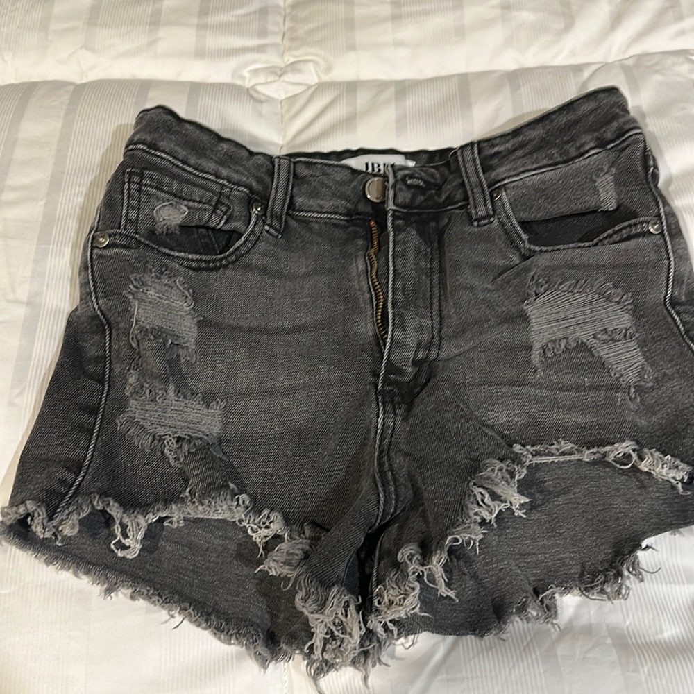 Black denim shorts